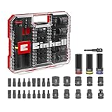 Original Einhell Impact Stecknuss-Set 32-tlg. (18x 30-mm-Kraftbits, 9x 40-mm-Stecknüsse, 3x 80-mm-Stecknüsse, S2- und CrMo-Stahl, Kunststoffhülse, KFZ-Bereich)