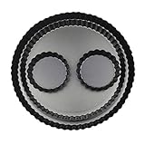 Yamteck Tarteform 28/24/2x10cm mit Hebeboden, Quicheform Antihaftbeschichtung Kohlenstoffstahl für Quiche Tarte Pie Stahl, Pie Form für Obstkuchen Weihnachtsgebäck Familienessen, Festival. 4 Stück