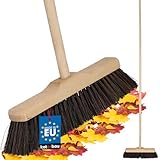 KOTARBAU® Besen mit Stiel - 30 cm - Straßenbesen - mit Nylonborsten - Kehrbesen aus Holz - Besen für Draußen & Drinnen - Zimmerbesen mit Stiel