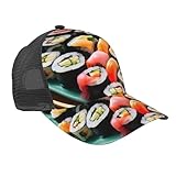 JGHHOUN Sushi Print Mesh Baseball Cap Leichte Unisex Praktische Mütze Sportlich Angeln Outdoor Aktivität Schwarz