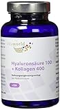 vitaworld Hyaluronsäure 100 + Kollagen 400, pflanzlich gewonnene Hyaluronsäure, bioaktive Kollagenpeptide, 200 mg Hyaluronsäure und 800 mg Kollagen pro Tagesverzehrmenge, 120 Kapseln