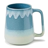 Ceraozmus 700 Ml Keramik-Kaffeetasse große，handgefertigte Teetasse mit Henkel auf büros und privathaushalten, mikrowellen und geschirrspüler anwendbar ist (Hellblau)