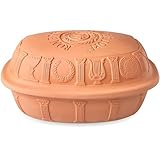 Römertopf Bräter 40 Jahre Jubiläums-Edition, Dampfgarer aus Naturton, 3,5 Liter, oval 34 x 26 x 19 cm, Terrakotta, für bis zu 6 Personen, schonendes Garen mit Dunst, ofenfest & pflegeleicht