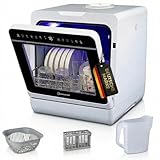 Sommertal SP9 Mini Geschirrspüler | Tischgeschirrspüler für 1 bis 5 Personen | bis 28cm Teller | 10+1 Funktionen | Kleine kompakte Spülmaschine | freistehend, LED, Touch, 5L Wassertank & Festanschluss