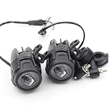 CPOWACE Zusätzliche Motorrad LED Scheinwerfer, 2 Stück LED Motorrad Nebel Licht Zusatzscheinwerfer,with E-Mark E-Prüfzeichen,Mit für Universal Motorrad