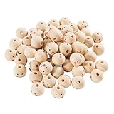 60 Stück Holzperlen, 20 mm, lächelndes Gesicht, Perlen, Armband, Schmuckherstellung, Handarbeit, Schlüsselanhänger, Tasche, Charm-Set