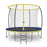 Zero Gravity Outdoor Trampolin Ø 183, 244, 305, 366, 427cm - TÜV-geprüfte Gartentrampoline inkl. Leiter - Sturmsicher in 5 Minuten - Aufbauvideo (305cm / 10ft / Blue-Yellow)