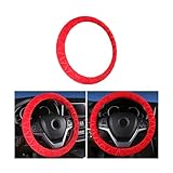 JNNJ Auto Lenkradhülle, Plüsch Lenkradbezug 37-38CM, Anti Rutsch Lenkradabdeckung, Atmungsaktiv Winter Lenkradschutz Warm Lenkradschoner für Damen & Herren(Rot)