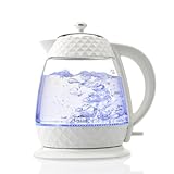 ETA Design Wasserkocher Crystal I Leistung 2.200 W I Volumen 1,7 l I Entkalkungsfilter I Wasserstandsanzeige I LED-Betriebsanzeige I abnehmbarer Deckel I Weiß