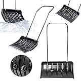 KADAX Schneeschieber mit Alu-Profilkante, breite Schneeschaufel mit Rädern, Schaufel mit Metallgriff, Schneeschippe mit Kunststoff-Blatt, Schneeräumer (Schwarz)