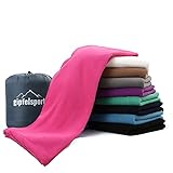 gipfelsport Mikrofaser Fleece Decke mit Schlafsackfunktion I Größe 185 x 150cm, 690 g I Microfaser Camping Deckenschlafsack I Fuchsia