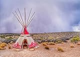 CORFOTO 2.7x1.8m Tipi-Hintergrund, traditionelles kegelförmiges Zelt, Fotohintergrund, Grand Canyon West Rim Indianerreservat, Fotohintergrund, Dekoration für Indianer-Mottopartys, Fotobox