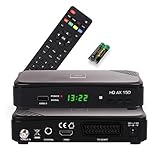 RED OPTICUM AX 150 Sat Receiver I Digitaler Satelliten-Receiver HD-TV mit HDMI - SCART - USB 2.0 - S/PDIF Coaxial Anschluss I 12V Netzteil ideal für Camping I Receiver für Satellitenschüssel