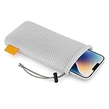 wortek Universal Handytasche Nylon Mesh 18x5 x 9cm Handy Tasche Handysocke für gängige Smartphone bis 6,5 Zoll – Handy Zubehör Mesh Beutel Kopfhörer Smartphonetasche grau