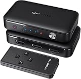 HDMI Switch 4K 3 in 1 Out, SOOMFON HDMI Splitter Verteiler 3 auf 1, HDMI Umschalter mit Fernbedienung, 4K, 3D, HDR für Fire Stick, TV, PC, Spielkonsole, Switch, PS5/4, Xbox, Blu-Ray-Player