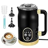 Elektrischer Milchaufschäumer - 4 in 1 Milchaufschäumer für heiße Schokolade mit Temperaturkontrolle Automatischer Milchaufschäumer für heißen und kalten Schaum mit 2 Schneebesen für Cappuccino, Latte