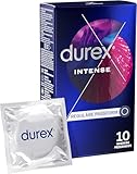 Durex Intense Orgasmic Kondome, Gerippte und genoppte Kondome mit Stimulationsgel für eine intensivere Befriedigung der Frau, 10er Pack (1 x 10 Stück)