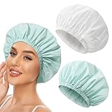 WELROG 2 Stück Wasserdichte Duschhauben für Damen – Wiederverwendbare Shower Cap für Damen und Herren | Verstellbare Duschkappe Damen mit Elastische Band