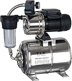 T.I.P. Hauswasserwerk HWW INOX 1300 Plus F, Edelstahl, selbstansaugende Jet-Pumpe, 1200 W, 4350 l/h, 50 m Förderhöhe, 5 bar, 22 l Druckkessel,Vorfilter, Thermo-Überlastschutz, langlebig & wartungsfrei