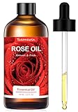 Rosenöl 100 ml, Reines Rose Ätherische Öle für Diffuser, Rosenöl Ätherisches Öl Aromatherapie Duftöl für Massage, DIY, Seife, Kerzenherstellung, Bad Entspannung, Geschenke für Frauen Weihnachten