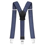 Pejoye Hosenträger für Herren Breit 4 cm Y Förmige mit Extra Starken Metall Clips Durable Elastic Verstellbare Einheitsgröße für Männer und Damen (3 Clips-Navy Blau)