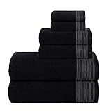 GLAMBURG Ultra Soft 6er-Pack Baumwoll-Handtuch-Set, enthält 2 übergroße Badetücher 70 x 140 cm, 2 Handtücher 40 x 60 cm und 2 Waschbetten 30 x 30 cm, Schwarz