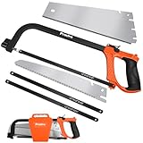 Preciva 3-In-1 Handsäge Bügelsäge Set, Multi Blades Handsäge mit 3 verschiedenen Bügelsägeblättern, Handsäge für Holzschneiden und Bügelsägen für Metall, schnell austauschbare Klingen