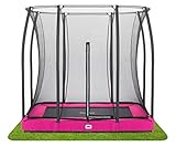 Salta Comfort Edition Ground - Bodentrampolin mit Sicherheitsnetz – 214x153cm – Rechteckig - Pink