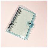 PuLaif Notizbuch, Ringbuch, A6, Glitzer-Notizbuch, 6 Ringe, lose Blätter, transparent (Blau, China)
