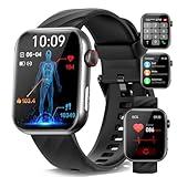 Marsyu Smartwatch EKG+HRV Herren Damen, Gesundheitsuhr Fitnessuhr mit Telefonfunktion Herzfrequenz SPO2 PPG Schrittzähler Blutdruck Körpertemperatur Schlaf SOS-Taste Fitness-Tracker für Android/iOS