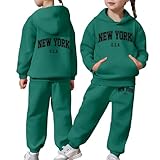 Trainingsanzug Kinder 2 Teilig Jogginganzug Mädchen mit Oversized Hoodie und Hose Sportanzug Set Warm Sportbekleidung Jungen Bequem Freizeitanzug Lang Trikot Set Von 2 Bis 13 Jahre