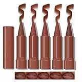 Matte Lip Liner Set 2 in 1 Lippenkonturenstift, Matte Nude Dunkelbraun Rot Lip Liner, 5 Farben Hochpigmentierter cremiger Lipliner-Stift, Langanhaltender wasserfester Lipliner und Lippenstift-Set