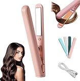 Mini Doppel-Zweck Lockenstab,tragbarer Reise Lockenstab, geeignet für kurzes Haar und alle Haartypen (Rosa, 1)