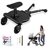 ENERHUB Buggy Board mit Sitz, Trittbrett für Kinderwagen Universal, kiddy Board, Kompatibel mit 99% Aller Kinderwagen, für Kinder von 2-6 Jahren Tragkraft 25kg (Schwarz)