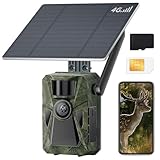 FKPCAM 2.7K/48MP 4G LTE Wildkamera mit SIM Karte Solar, Video Wildkamera mit Handyübertragung APP, Eingebaute 7500mAh Lithium-Batterie, 64GB Speicherkarte,Wildtierkamera Nachtsicht, 0.2s Auslöser，IP67