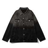 Jeansjacke Herren mit Knöpfe und Taschen, Reverskragen Herren Jacke Casual Loose Fit Herbstjacke Sport Einfaches Bomberjacke Outdoor Kostüm Jean Wanderjacke für Den Urbanen Streetstyle