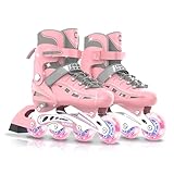 OLYSPM Inline Skates Inliner Damen,Inline Skates Herren,größenverstellbare Inliner,Vollständig schützende Hülle,Größe 26–40,LED Inline-Skates