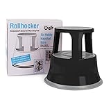 Tritthocker Rolltritt Rollhocker Elefantenfuss | Stahl | Schwarz