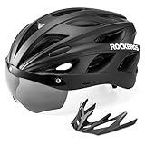 ROCKBROS Fahrradhelm Rennrad Helm Radhelm mit Abnehmbaren Visier Cityhelm Leichter Stadthelm für Damen und Herren MTB, XL 58-65cm Schwarz