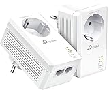 TP-Link Powerline Adapter Set TL-PA7027P KIT mit Steckdose AV1000, Gigabit-Port, Plug und Play, kompatibel mit allen HomePlug AV/AV2, ohne WLAN