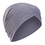 Damen Kopfbedeckung, Gekreuzte Stirn Hindu-Hut Turban-Kappe Wrap-Hut Frauen Beanie Slouchy Muslim Hut Elastische Turban Baggy Kopf Wrap Vintage Kappe-Hut für Chemo Alopezie Haarausfall Schlafmütze 1