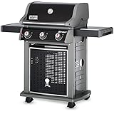 Weber Spirit E-310 Classic Gasgrill, 3 Brenner, 52 x 45cm Grillfläche, Warmhalterost, Deckelthermometer, abklappbarer Seitentisch (rechts), 4 Räder - Schwarz (46410079)