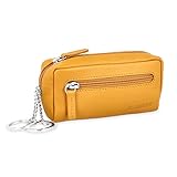 MANAGE XXL Schlüsseltasche Leder Gelb für Damen und Herren - Schlüsseltasche mit Münzfach - echtleder Schlüsseletui Schlüsselmäppchen keychain Unisex Schlüssel Autoschlüssel Gelb