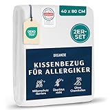 Dreamzie - 2er-Set Milbenbezug Kissenschoner 40x80 - Allergiker Bettwäsche - Milbenbezug Kissen 40x80 cm - Allergiker Kissenbezug fachärztlich getestet