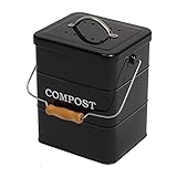 Biomülleimer Küche -4l-Enthält Einen Aktivkohlefilter Küchenkomposter - Metall Bio Mülleimer Klein Mit Deckel Bio Eimer Bio Mülleimer Komposteimer Küche Für Alltäglichen Biomüll Behälter - Schwarz
