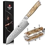 XINZUO 14,8cm Kiritsuke Kochmesser Damaststahl 10Cr15CoMoV Stahlkern Chefmesser -Profi Damaszener Stahl Küchenmesser Scharfe Klinge -für Fleisch, Fisch, Obst und Gemüse -Griff aus Bergahornholz