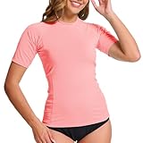 MEETWEE Damen Surf Rash Guard Sonnenschutz Badeanzug UV-Schutz Shirt UPF 50+ Kurzarm Badeoberteil Schnell trocknendes Schwimm-Sonnenschutzshirt für Wassersport.