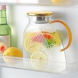 1.8 Liter 60 Unzen Wasserkrug,Wasserkrug Mit Deckel,Glaskaraffe Mit Deckel HeißE Oder Kalte Glaskaraffe HitzebestäNdig, Eistee Krug, Saftkrug，KüHlschrankkrug, FüR Hausgemachte GeträNke/Eist