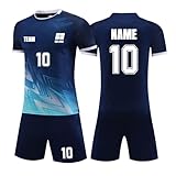 Trikot mit Eigenem Namen Nummer Logo, Personalisiert Fußball Trikots für Kinder/Erwachsene, Trikot Selbst Gestalten Fußball für Junge Herren #1