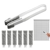 Staubentfernungswerkzeug für Jalousien, Lamellenreiniger, Jalousienreiniger, Klimaanlagen-Lüftungsdeckel, Reinigungsbürsten, mit 6 Ersatzköpfen